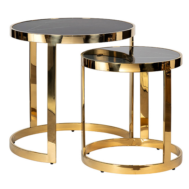 Комплект приставных столов Geirulf Side Table Глянцевое золото Черный Комплект приставных столов Geirulf Side Table Глянцевое золото Черный в Челябинске | Loft Concept