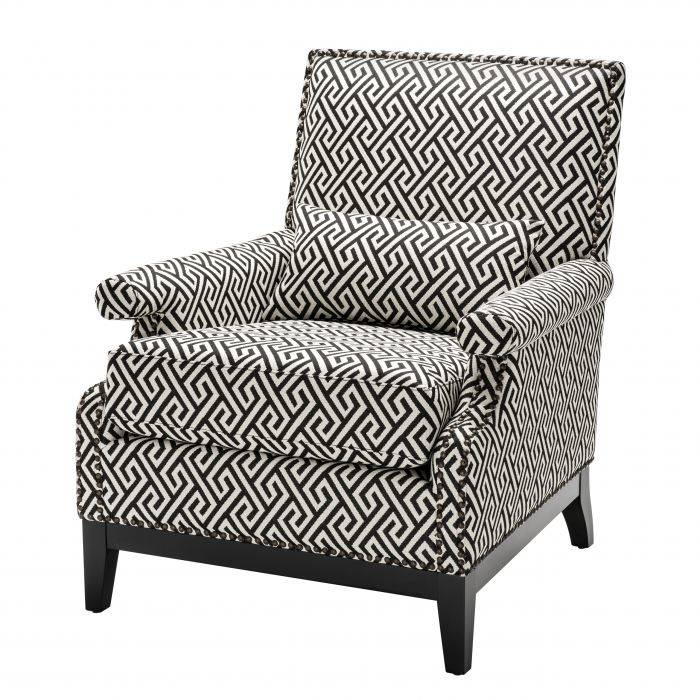 Кресло Eichholtz Chair Goldoni Black Черно-белый Черный в Челябинске | Loft Concept 