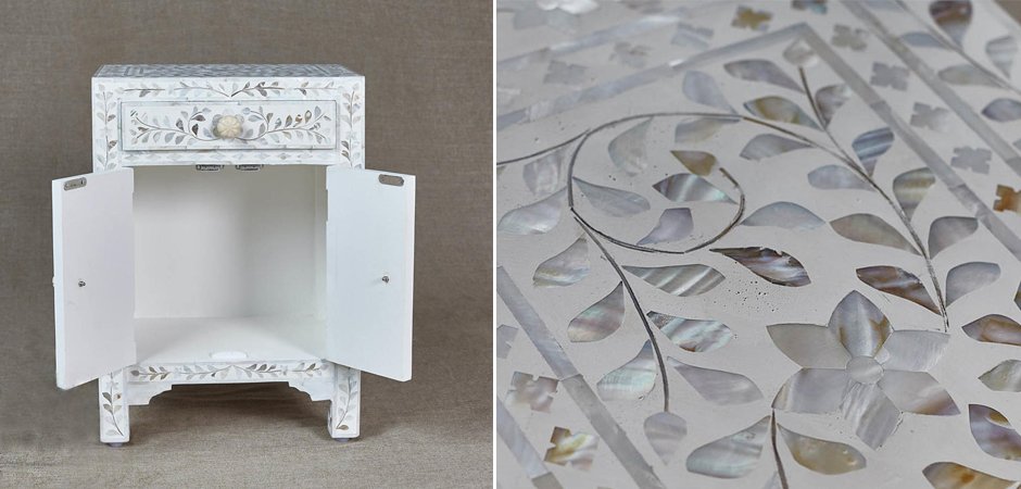 Тумба инкрустация перламутром Inlaid Bone Soft pearl Тумба инкрустация перламутром Inlaid Bone Soft pearl - Loft-Concept в Челябинске