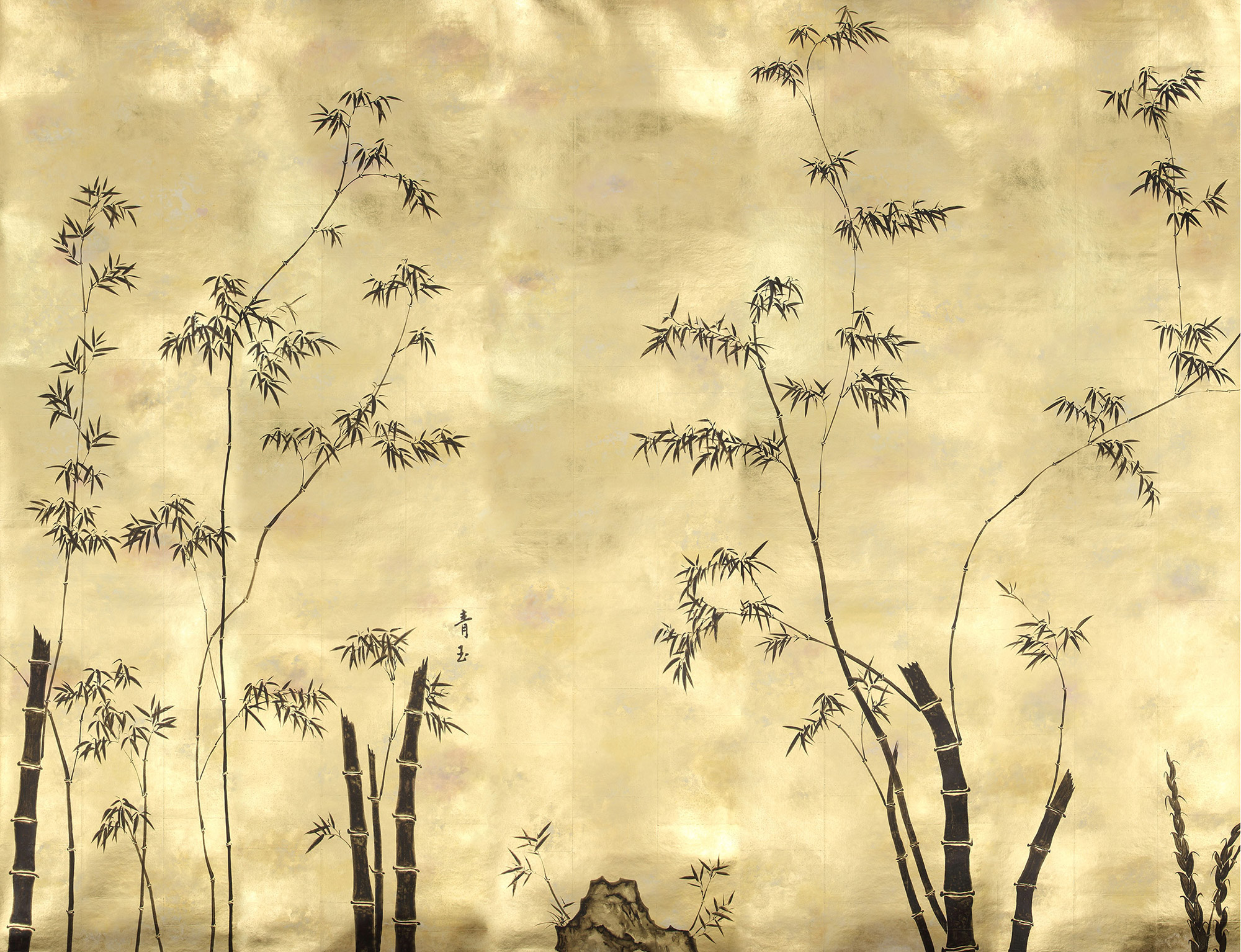 Обои ручная роспись Bamboo Quicksilver on Warm Gold gilded tea paper Обои ручная роспись Bamboo Quicksilver on Warm Gold gilded tea paper - постер Loft-Concept в Челябинске