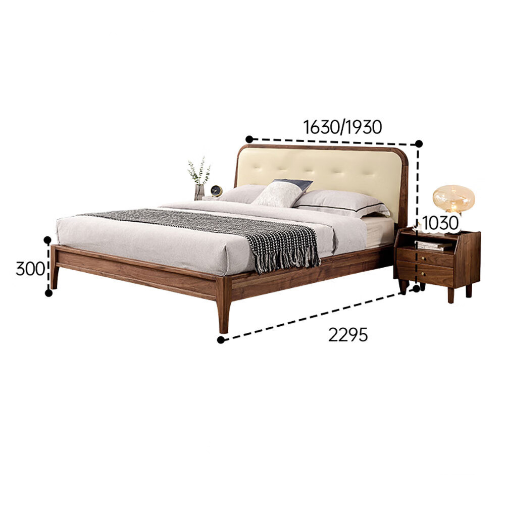 Кровать двуспальная с каркасом из дерева и мягким изголовьем Moon Walnut Bed Кровать двуспальная с каркасом из дерева и мягким изголовьем Moon Walnut Bed в Челябинске