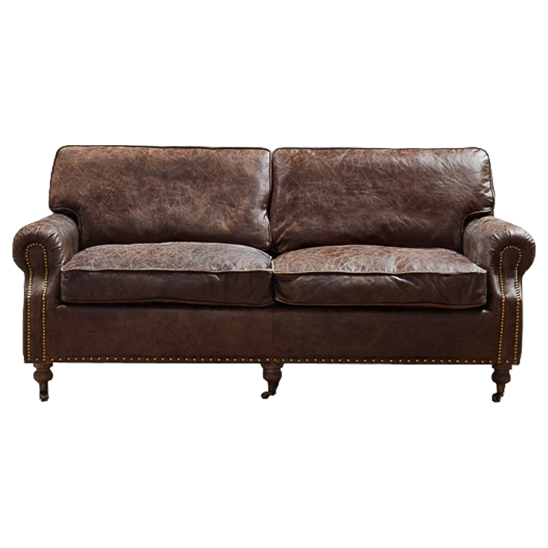 Диван RH CLASSIC LANCASTER Brown leather double Коричневый Диван RH CLASSIC LANCASTER Brown leather double Коричневый в Челябинске | Loft Concept