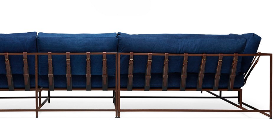 Угловой диван Indigo Denim and copper Sectional sofa Угловой диван Indigo Denim and copper Sectional sofa - Loft-Concept в Челябинске