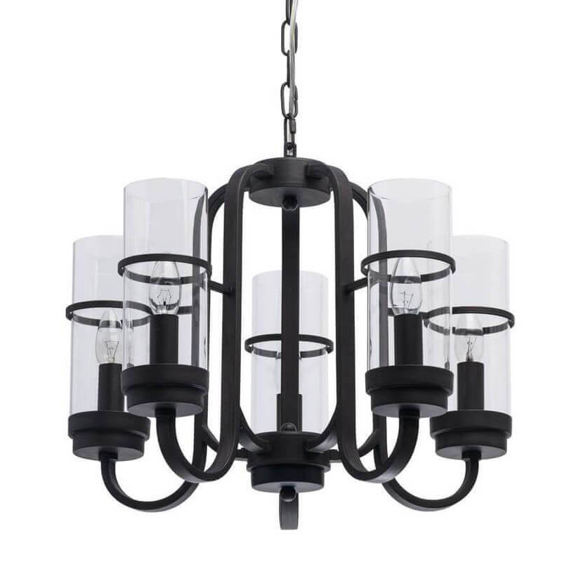 Люстра Glass Beaker lamps 5 Черный матовый Прозрачное Стекло Люстра Glass Beaker lamps 5 Черный матовый Прозрачное Стекло в Челябинске | Loft Concept