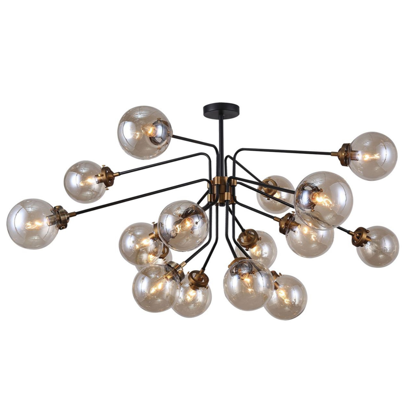 Большой Светильник Bistro Ceiling Globe 16 Черный Стекло Смок Большой Светильник Bistro Ceiling Globe 16 Черный Стекло Смок в Челябинске | Loft Concept