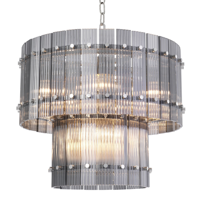 Люстра Eichholtz Chandelier Ruby S smoke Никель Стекло Смок в Челябинске | Loft Concept 
