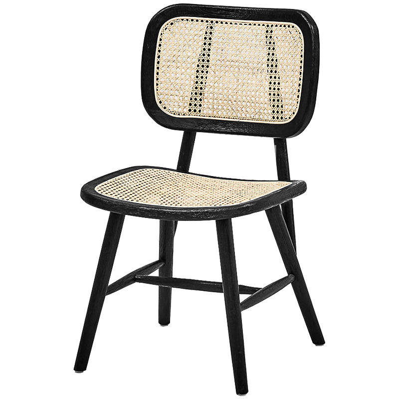 Стул Stiana Rattan Stool Черный Бежевый Стул Stiana Rattan Stool Черный Бежевый в Челябинске | Loft Concept