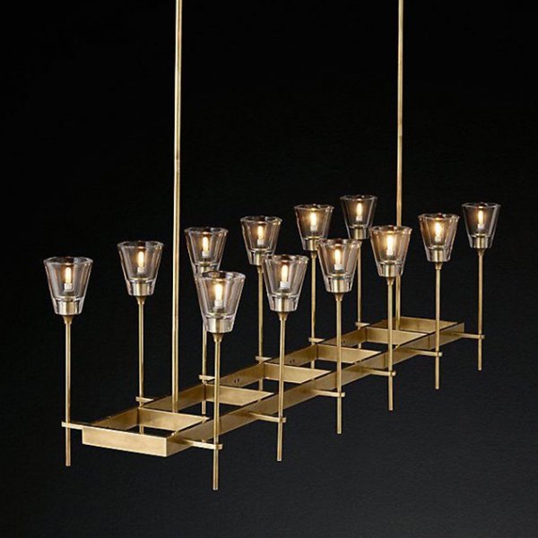 Люстра RH TORCHE DE VERRE Linear Chandelier 12 Латунь Люстра RH TORCHE DE VERRE Linear Chandelier 12 Латунь в Челябинске | Loft Concept