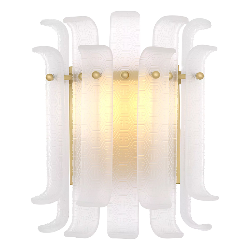 Бра Philipp Plein Wall Lamp Rodeo Drive Белый Белое матовое стекло Золотой Бра Philipp Plein Wall Lamp Rodeo Drive Белый Белое матовое стекло Золотой в Челябинске | Loft Concept
