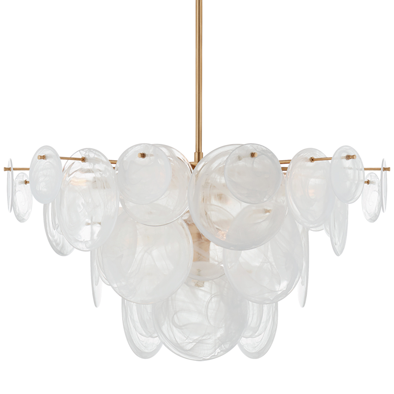 Люстра Disk Textured Glass Chandelier Золотой Белое матовое стекло Люстра Disk Textured Glass Chandelier Золотой Белое матовое стекло в Челябинске | Loft Concept