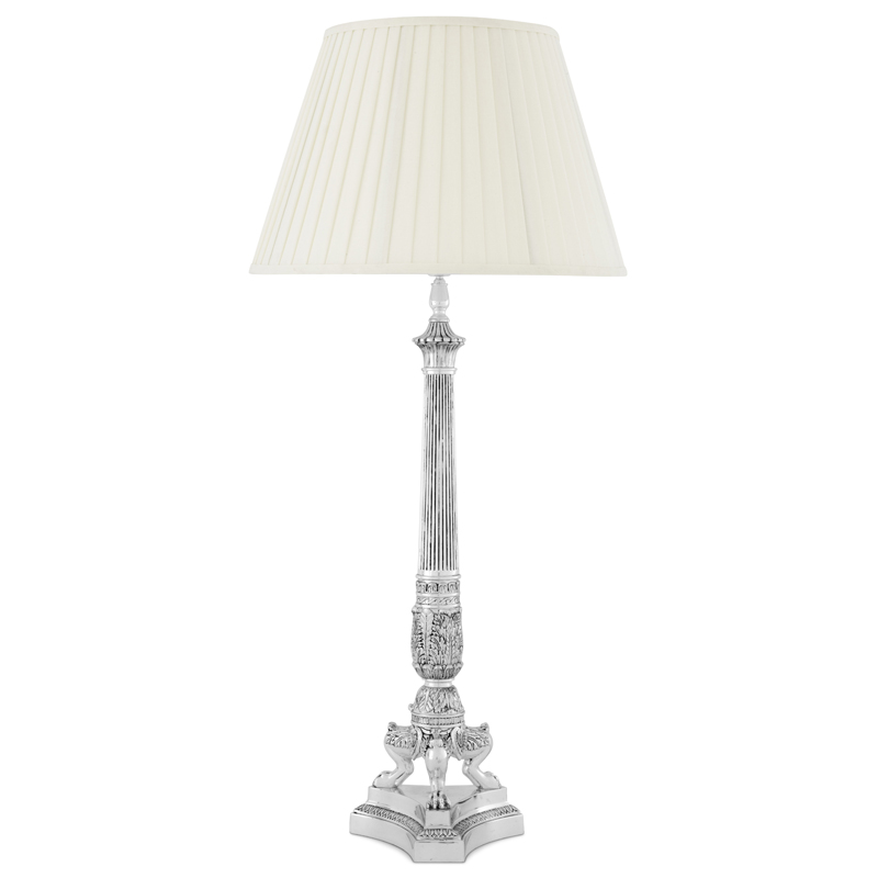 Настольная лампа Eichholtz Table Lamp Marchand Серебряный Белый Настольная лампа Eichholtz Table Lamp Marchand Серебряный Белый в Челябинске | Loft Concept