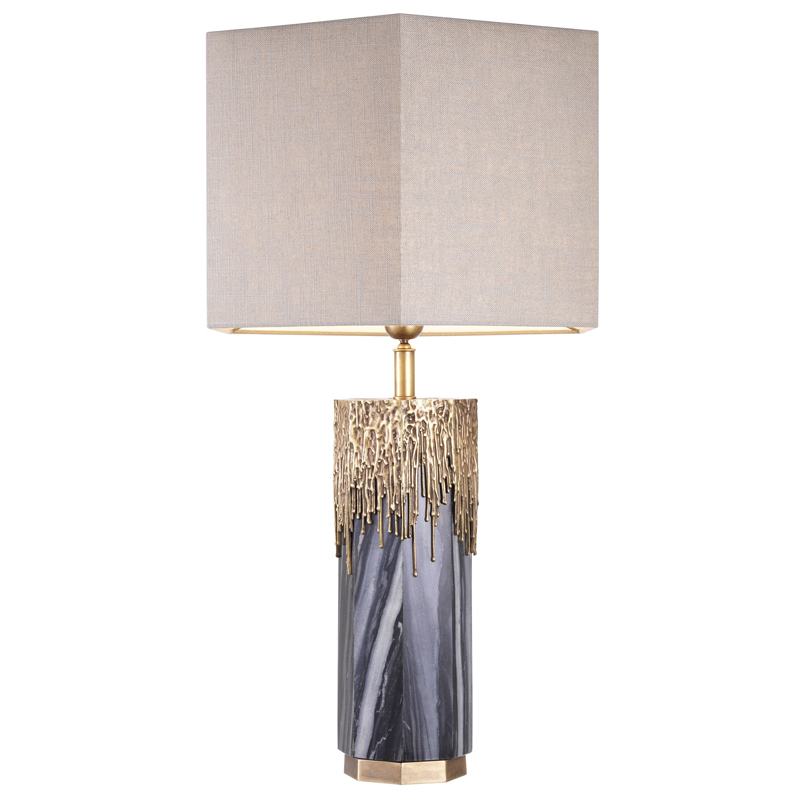 Настольная лампа Eichholtz Table Lamp Miller Серый Бежево-серый Винтажная латунь Настольная лампа Eichholtz Table Lamp Miller Серый Бежево-серый Винтажная латунь в Челябинске | Loft Concept