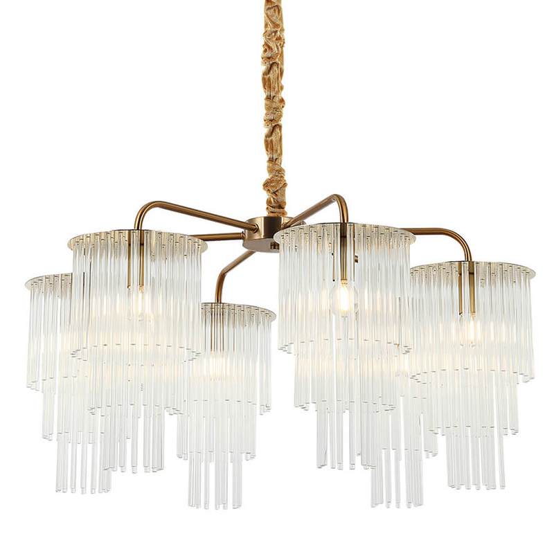 Люстра Harrison Chandelier gold 6 lamp Глянцевое золото Прозрачный Люстра Harrison Chandelier gold 6 lamp Глянцевое золото Прозрачный в Челябинске | Loft Concept