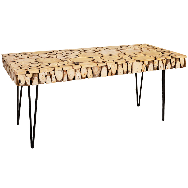 Кофейный стол с деревянной столешницей Wooden Cuts Coffee Table Коричневый Древесина Черный Кофейный стол с деревянной столешницей Wooden Cuts Coffee Table Коричневый Древесина Черный в Челябинске | Loft Concept