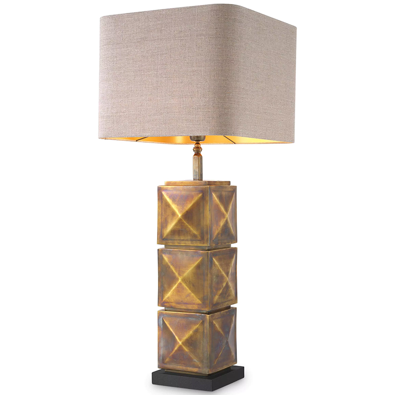 Настольная лампа Eichholtz Table Lamp Carlo Brass Бежево-серый Винтажная латунь Настольная лампа Eichholtz Table Lamp Carlo Brass Бежево-серый Винтажная латунь в Челябинске | Loft Concept