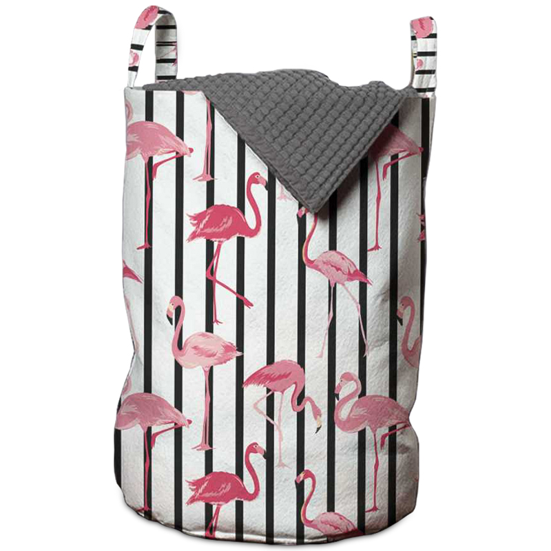 Корзина Flamingo Stripes Basket Черно-белый Розовый пастельный Корзина Flamingo Stripes Basket Черно-белый Розовый пастельный в Челябинске | Loft Concept