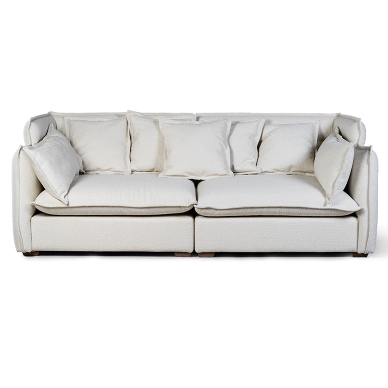 Диван с обивкой из ткани букле Salman Boucle White Sofa Белый Белый Диван с обивкой из ткани букле Salman Boucle White Sofa Белый Белый в Челябинске | Loft Concept
