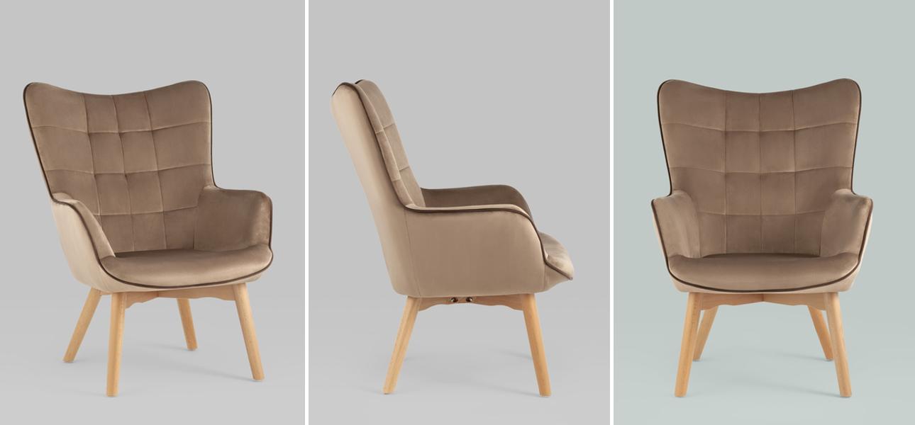 Кресло Cordelia бежевый велюр - фото