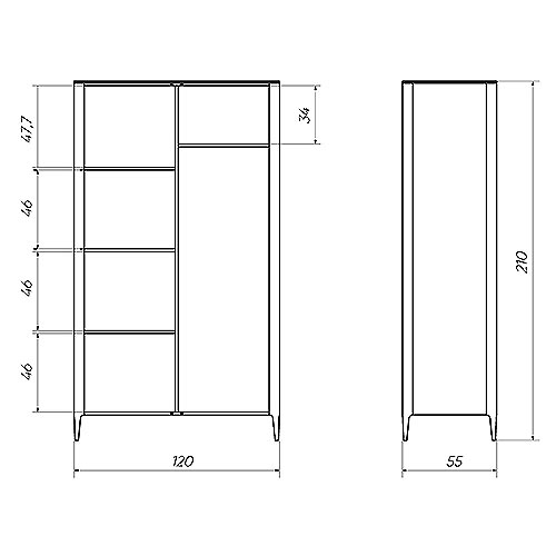 Шкаф двухстворчатый светло-серый Type в Челябинске