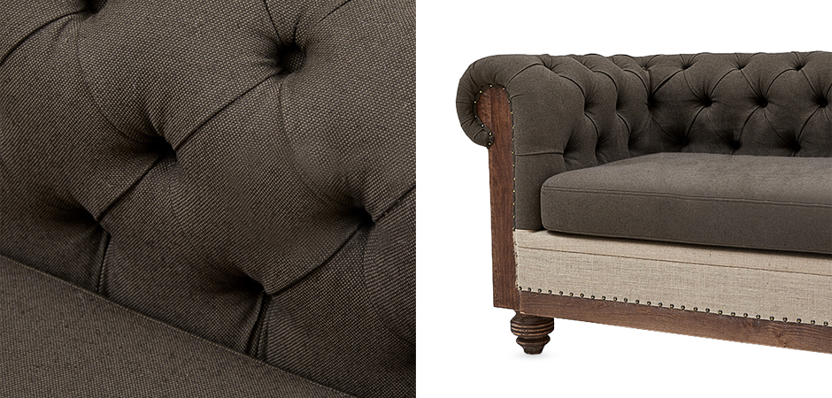 Диван Deconstructed Chesterfield Sofa triple Linen Brown - Loft-Concept в Челябинске