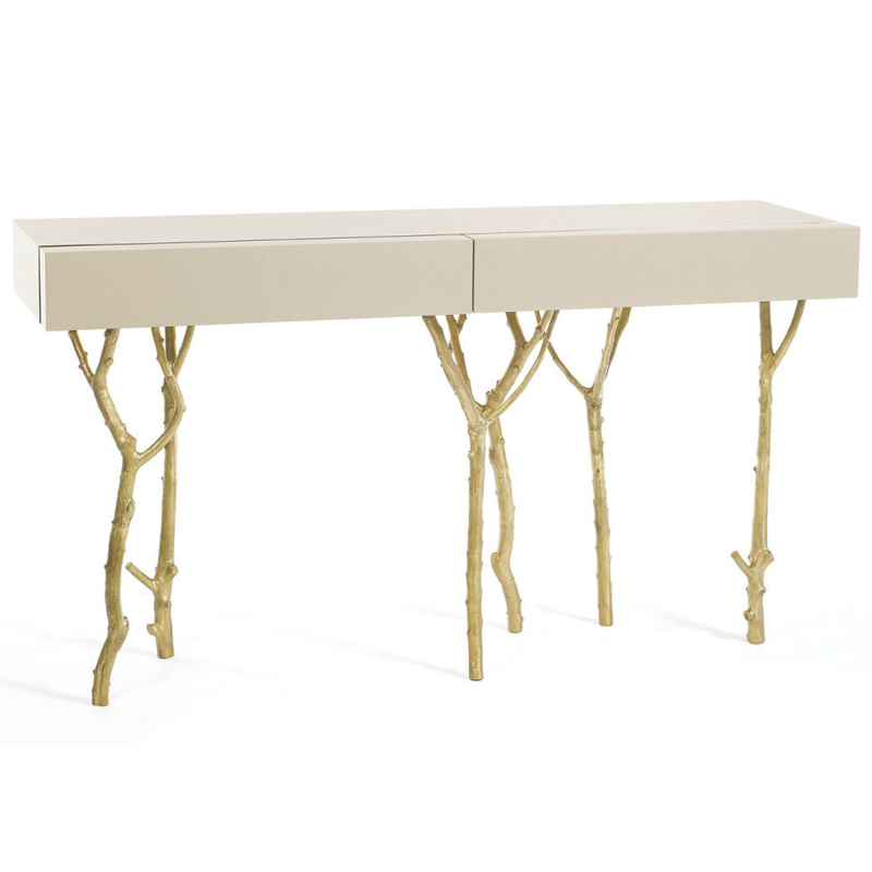 Консоль Fig Tree CONSOLE Ginger and Jagger Золотой Белый Консоль Fig Tree CONSOLE Ginger and Jagger Золотой Белый в Челябинске | Loft Concept
