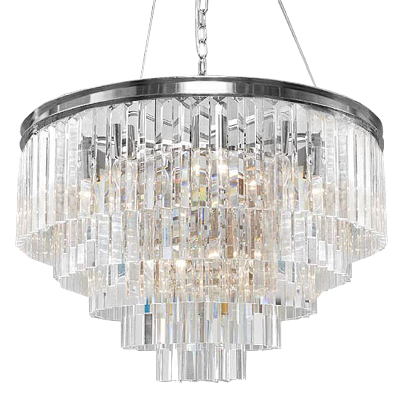 Люстра RH Odeon Chandelier Five Silver 80 Прозрачное Стекло Серебряный в Челябинске | Loft Concept 