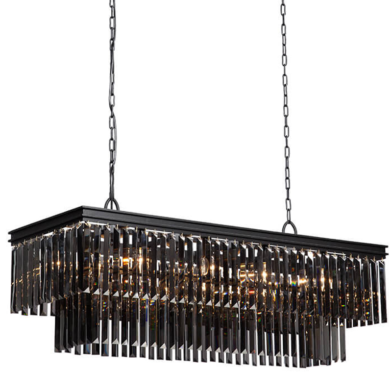 Люстра Odeon Gray glass Rectangular Chandelier Black iron стекло Смок длина 120 Черный матовый Люстра Odeon Gray glass Rectangular Chandelier Black iron стекло Смок длина 120 Черный матовый в Челябинске | Loft Concept