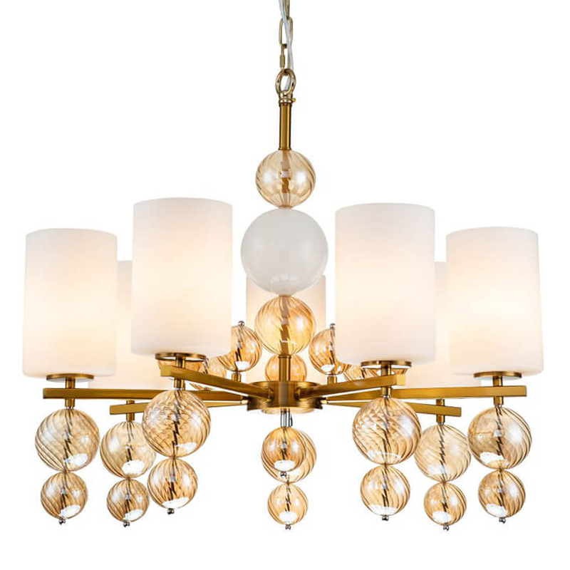 Люстра Blown Glass Balloons Chandelier 7 Латунь Белый Янтарный Люстра Blown Glass Balloons Chandelier 7 Латунь Белый Янтарный в Челябинске | Loft Concept