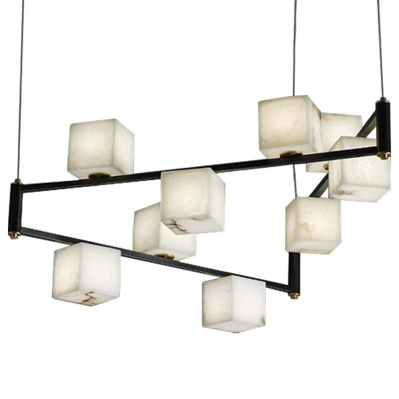 Люстра Marble Cubes Modern Light Chandelier 9 плафонов Белый Мрамор Bianco Черный Латунь Люстра Marble Cubes Modern Light Chandelier 9 плафонов Белый Мрамор Bianco Черный Латунь в Челябинске | Loft Concept