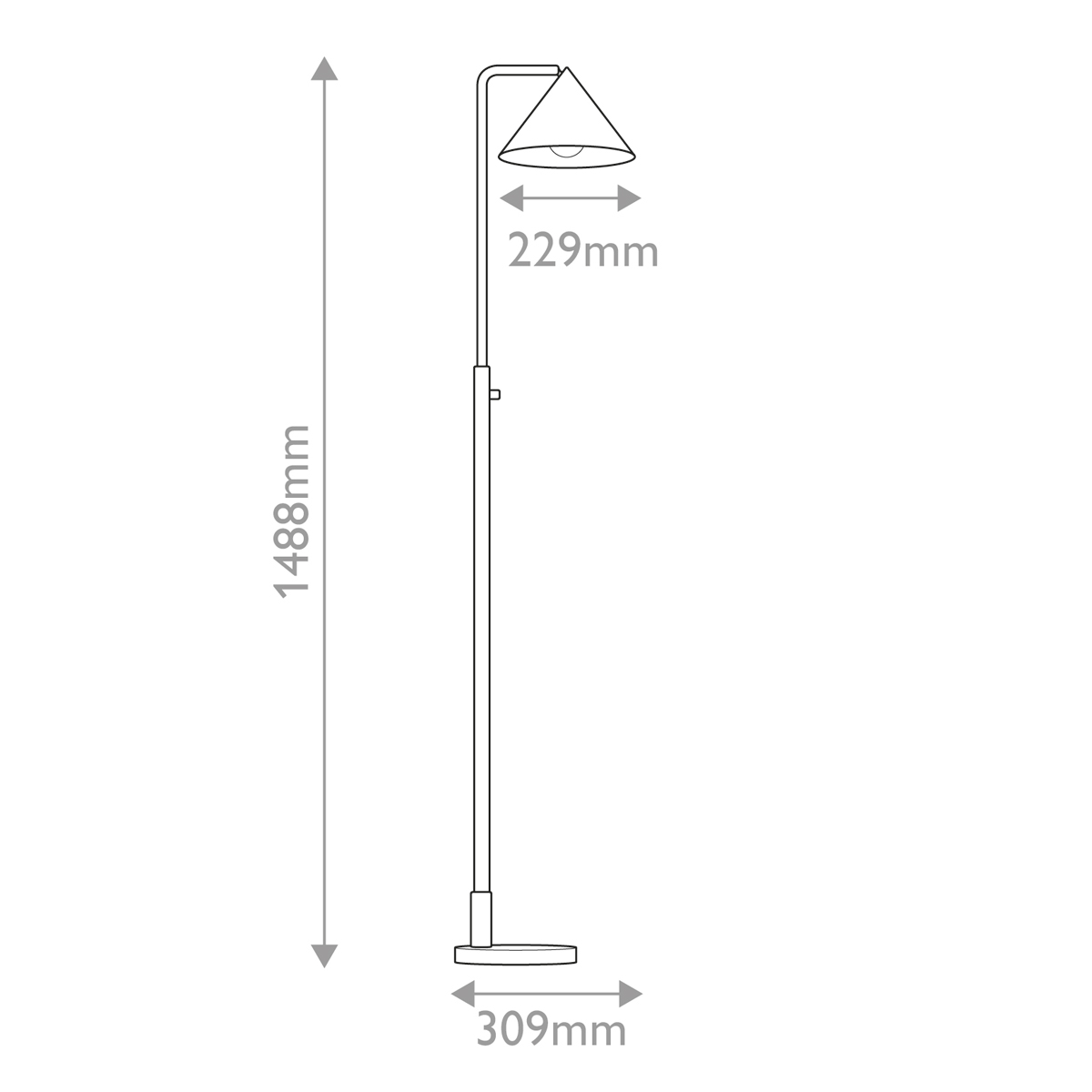 Торшер золотого цвета с плафоном в форме конуса и тонкой высокой стойкой на круглом основании Alora Mood в Челябинске