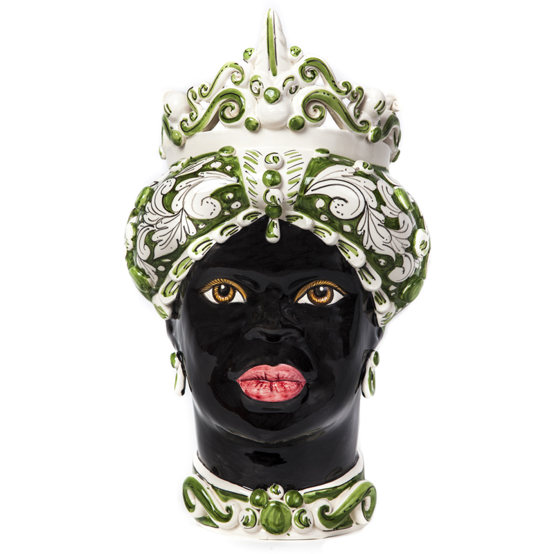 Ваза VASE MORO LADY MEDIUM green Черный Белый Зеленый Ваза VASE MORO LADY MEDIUM green Черный Белый Зеленый в Челябинске | Loft Concept