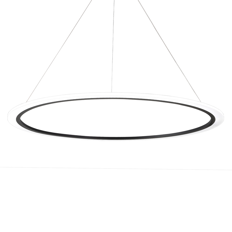 Люстра подвесная светодиодная кольцевая черного цвета Ring Horizontal Черный Белый в Челябинске | Loft Concept 