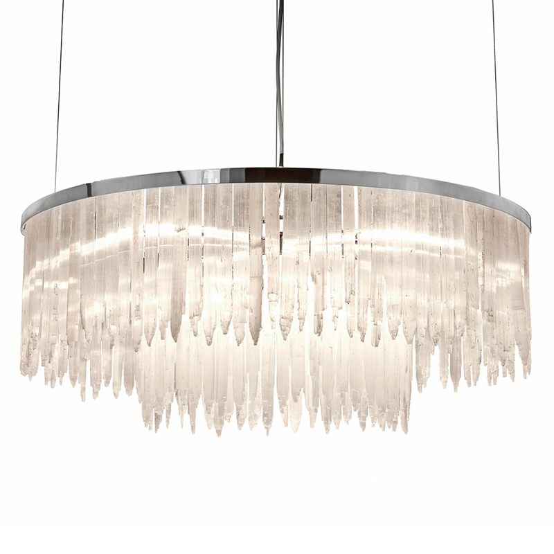 Люстра LAMP SELENITE MINI Nickel Oval Прозрачный белый Никель в Челябинске | Loft Concept 