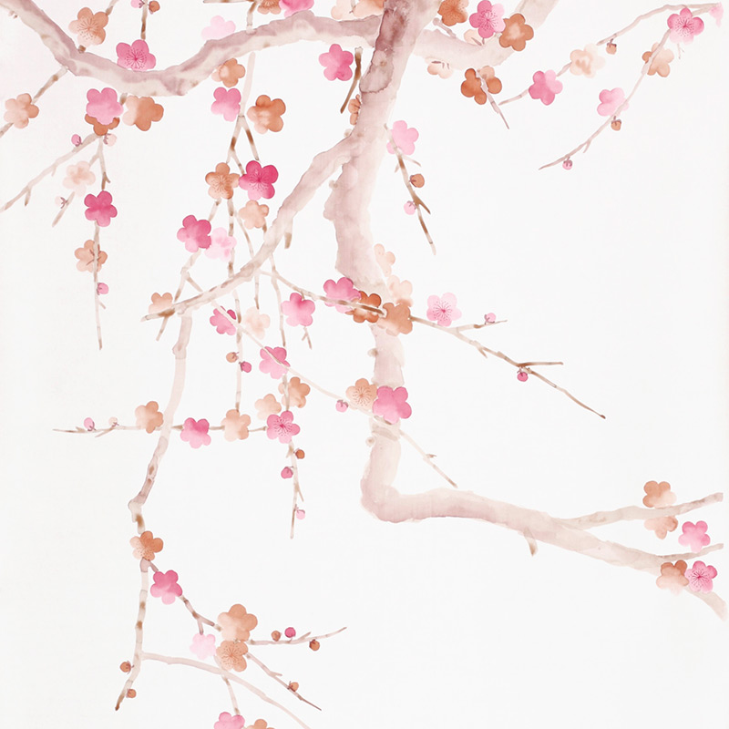 Обои ручная роспись Plum Blossom Bleached on Bleached White dyed silk Обои ручная роспись Plum Blossom Bleached on Bleached White dyed silk в Челябинске | Loft Concept