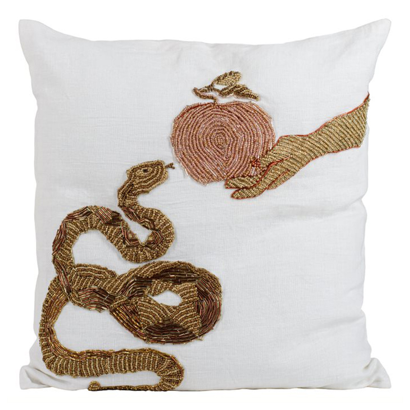 Подушка с вышивкой из бисера Snake with Apple Мульти Подушка с вышивкой из бисера Snake with Apple Мульти в Челябинске | Loft Concept