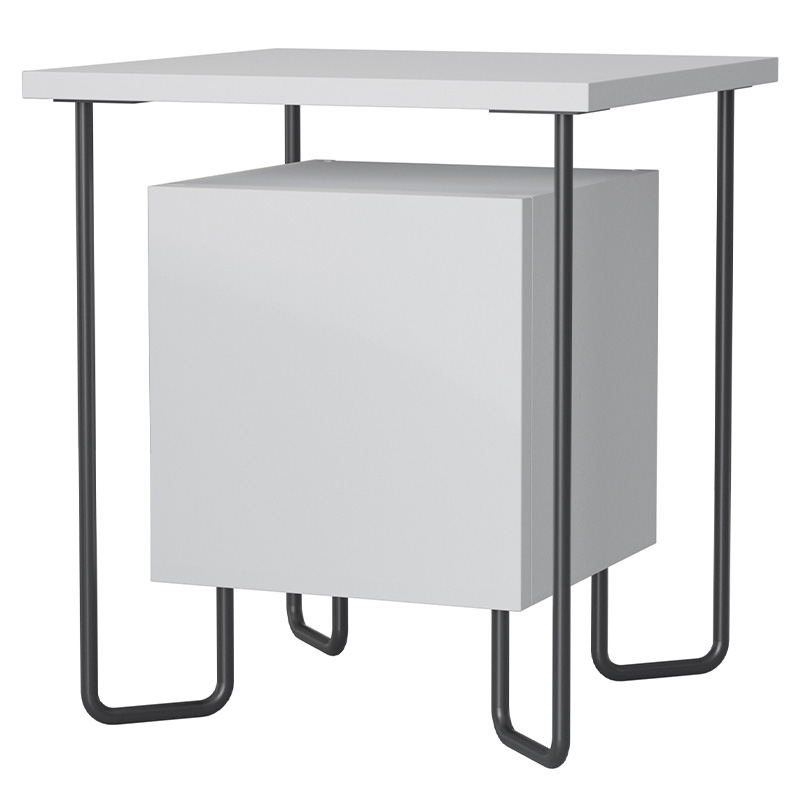 Прикроватная тумба белого цвета с дверцей ACRES NIGHTSTAND WHITE Белый Черный Прикроватная тумба белого цвета с дверцей ACRES NIGHTSTAND WHITE Белый Черный в Челябинске | Loft Concept