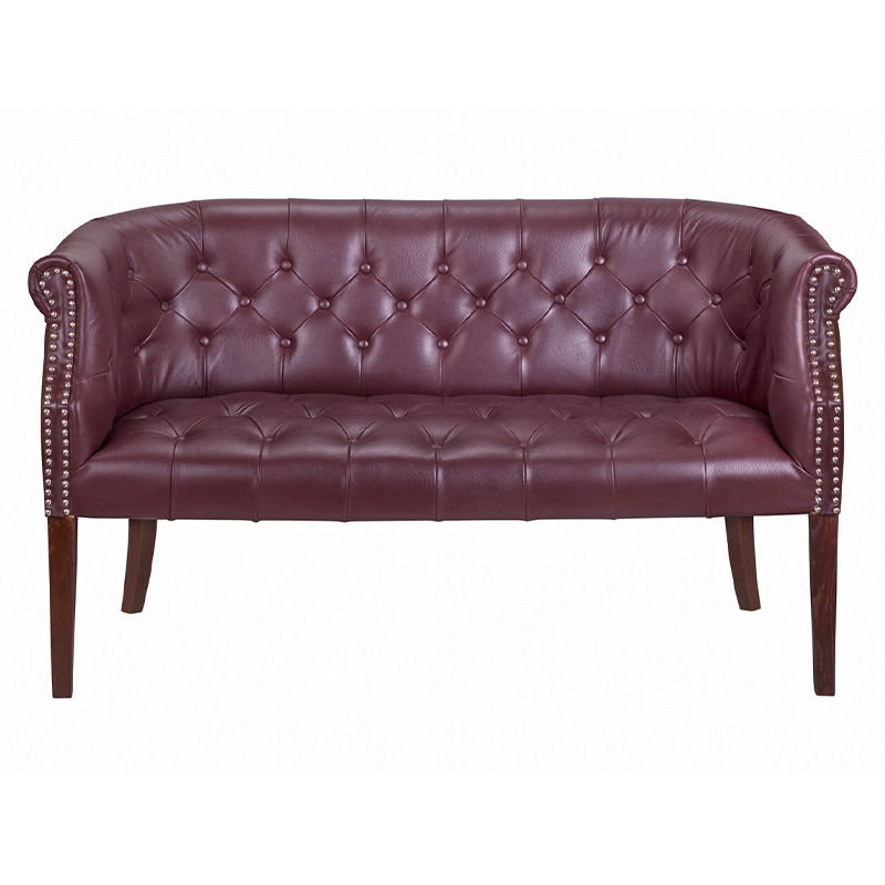 Диван из натуральной кожи на 4-х деревянных ножках из массива бука Chloe Leather Seating vine Бордовый Коричневый Диван из натуральной кожи на 4-х деревянных ножках из массива бука Chloe Leather Seating vine Бордовый Коричневый в Челябинске | Loft Concept