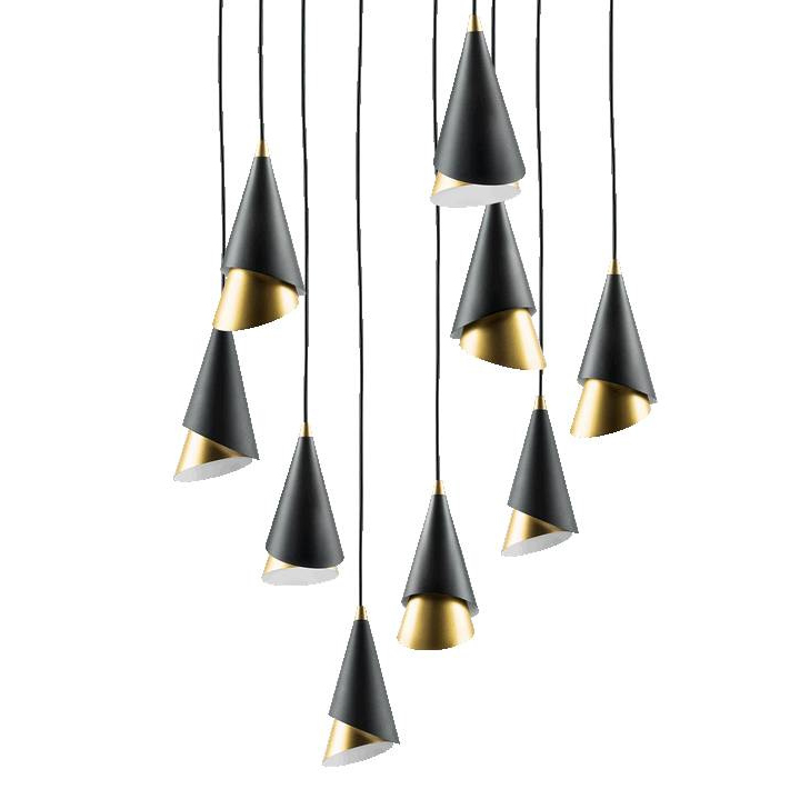 Люстра Lucio Black and Gold 9 Черный Золотой Люстра Lucio Black and Gold 9 Черный Золотой в Челябинске | Loft Concept