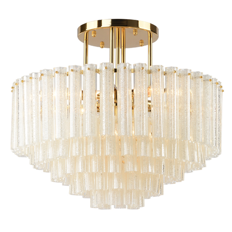 Люстра потолочная на штанге Textured Glass Chandelier Золотой Прозрачное Стекло Люстра потолочная на штанге Textured Glass Chandelier Золотой Прозрачное Стекло в Челябинске | Loft Concept