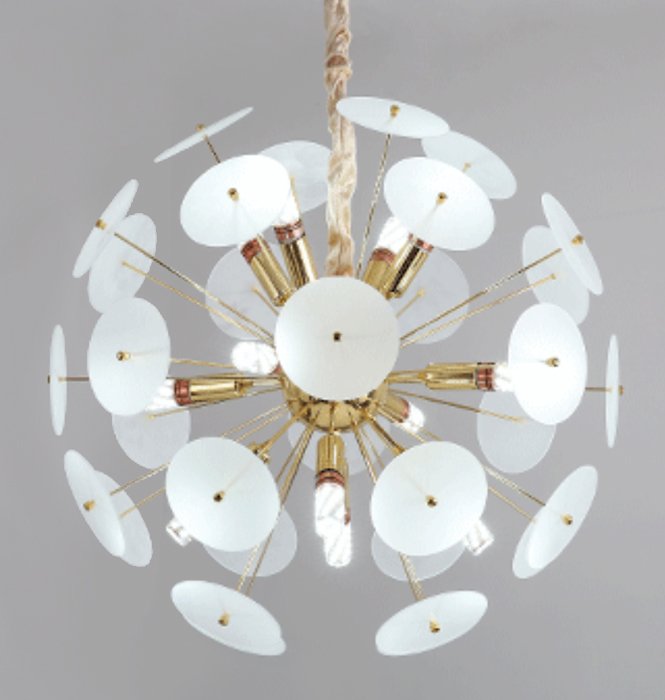 Люстра Sputnik Glass Lenz White Chandelier Золотой Белый в Челябинске | Loft Concept 