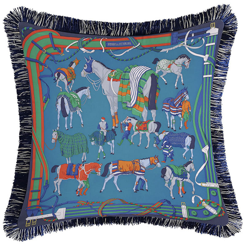 Декоративная подушка Hermes Horses Turquoise 130 Бирюзовый Мульти в Челябинске | Loft Concept 