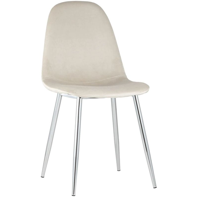 Стул Archie Chair Молочный Велюр Хромированные ножки Молочный Серебряный Стул Archie Chair Молочный Велюр Хромированные ножки Молочный Серебряный в Челябинске | Loft Concept
