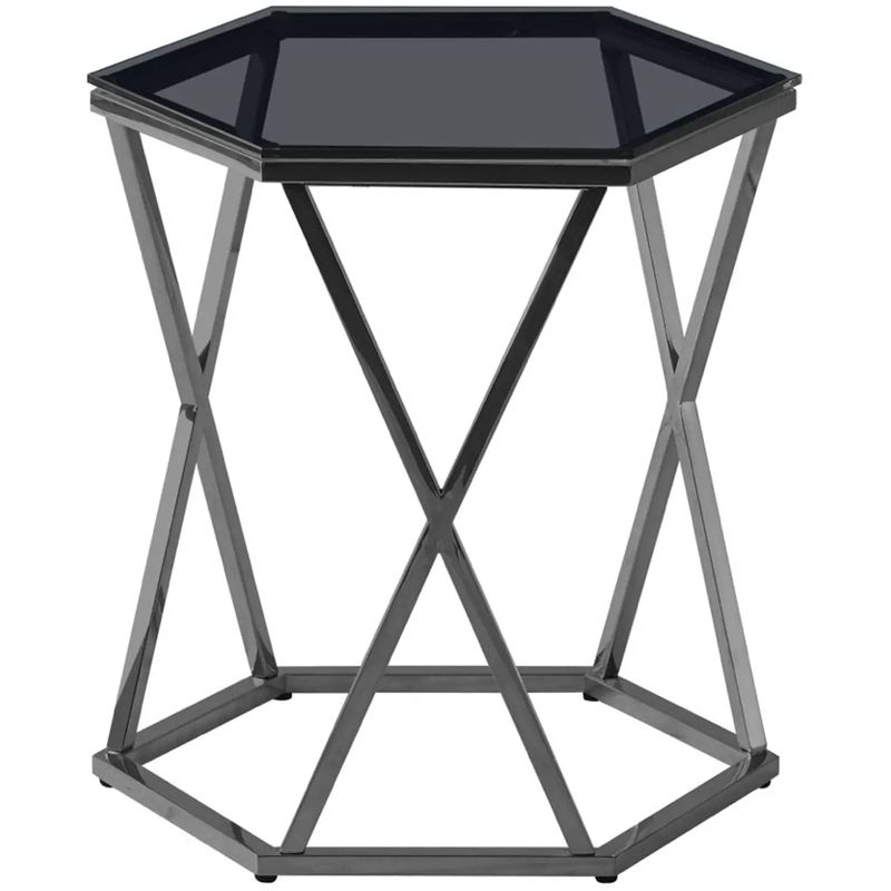 Стол приставной Ormando Collection Dark Chrome №2 Темный хром Стекло Смок Стол приставной Ormando Collection Dark Chrome №2 Темный хром Стекло Смок в Челябинске | Loft Concept