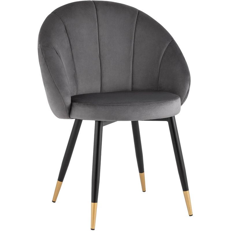 Стул Alberto Chair Серый Велюр Серый Черный Золотой Стул Alberto Chair Серый Велюр Серый Черный Золотой в Челябинске | Loft Concept