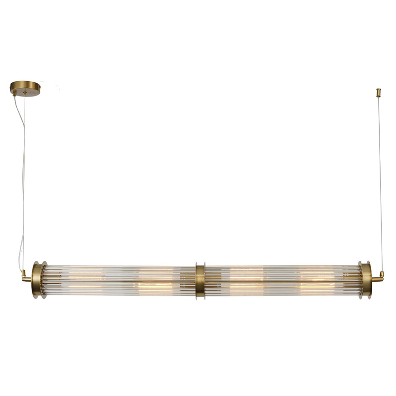 Люстра с рифленым плафоном Glass Tube Brass Латунь Прозрачный Люстра с рифленым плафоном Glass Tube Brass Латунь Прозрачный в Челябинске | Loft Concept