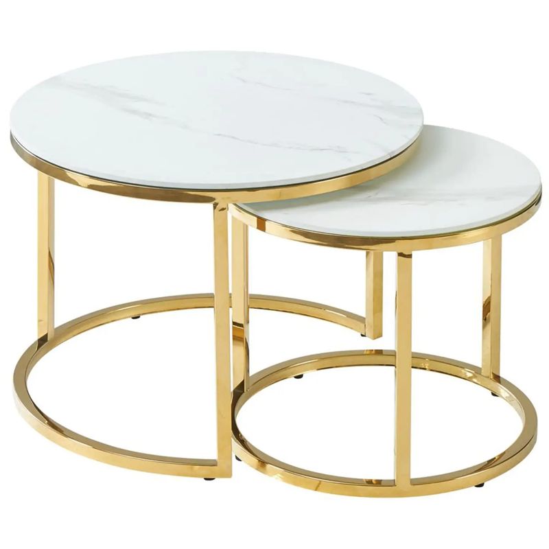 Столик кофейный Priestley Collection Duo столешница белый мрамор Белый Мрамор Bianco Глянцевое золото Столик кофейный Priestley Collection Duo столешница белый мрамор Белый Мрамор Bianco Глянцевое золото в Челябинске | Loft Concept
