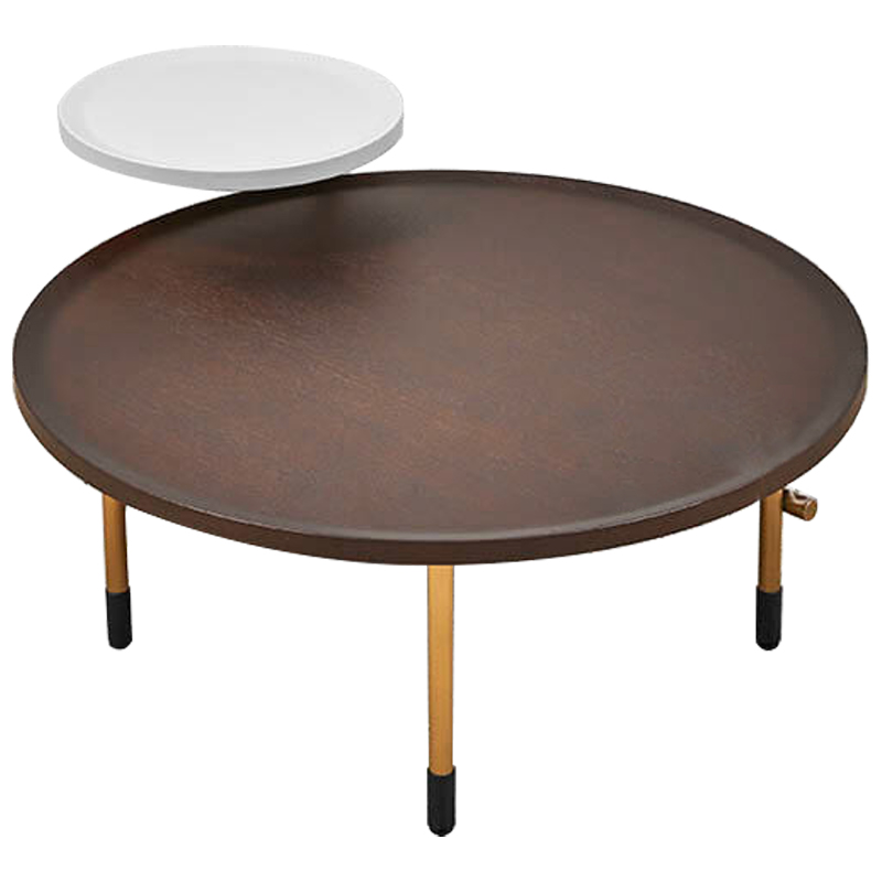 Кофейный стол Alastair Double Round Table Золотой Коричневый Белый Кофейный стол Alastair Double Round Table Золотой Коричневый Белый в Челябинске | Loft Concept
