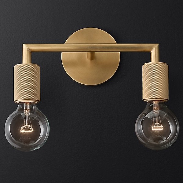 Бра RH Utilitaire Double Sconce Brass Латунь Бра RH Utilitaire Double Sconce Brass Латунь в Челябинске | Loft Concept