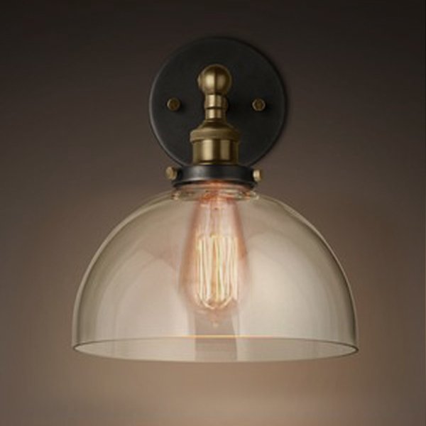 Бра Factory Filament Glass Dome Sconce Прозрачный Бронза Черный Бра Factory Filament Glass Dome Sconce Прозрачный Бронза Черный в Челябинске | Loft Concept