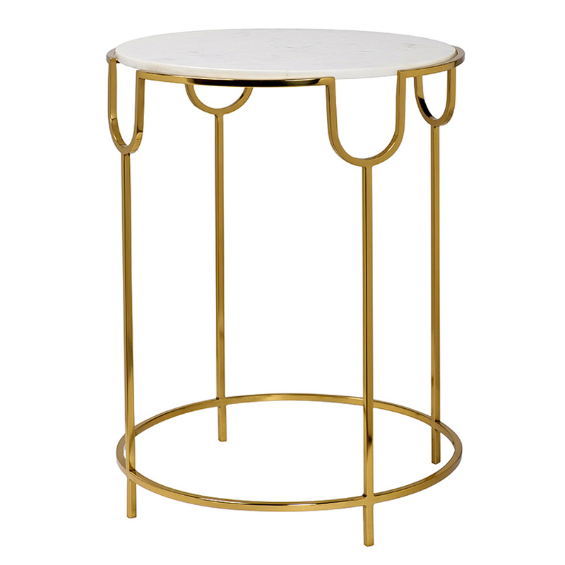 Приставной стол Bettina Side Table Глянцевое золото Белый Мрамор Bianco Приставной стол Bettina Side Table Глянцевое золото Белый Мрамор Bianco в Челябинске | Loft Concept